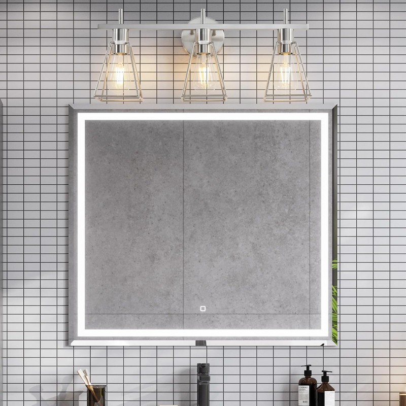 HAHZT Industrial Bathroom Vanity Lights: 3-Lights Silver Brushed Nickel Vintage
