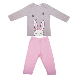 Amantes Textiles Baby Pyjamas Girls Rabbit - Two Piece Pyjamas Long Pyjamas Set Long Sleeve Sleepwear Baby Cotton Grey Pink, gray