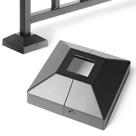 Brukid 1" Post Base Cover, Split Type Skirt, Indoor/Outdoor Iron Deck Railing, Stair Post Decorative Cover Skirt (12Pack-Black)