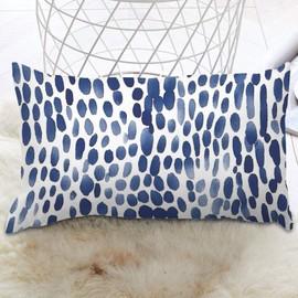 SILYHEART Navy Cheetah Leopard Print Rectangular Throw Pillow Cover African Animal White Blue Pillow Covers Throw Pillow Cover Farmhouse Square Sofa Cushion Covers for Home Soft Decor 12x16 in