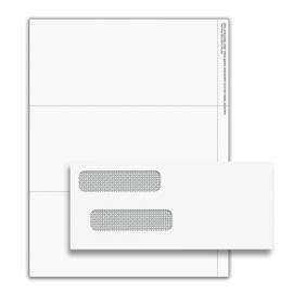 2022 3 UP Laser W-2 Forms, Employee Copy, Horizontal Format (100 Blank on Both Sides Sheets & Envelopes)