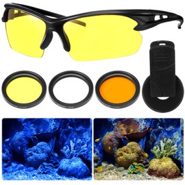 Relaxweex 5 Pcs Coral Viewing Glasses Coral Lens Filter Kits for Phone Reef Crystals Viewing Lens 37mm Macro, Yellow, Orange Lens for Professional Photography UV Glasses for Coral Reef Tank