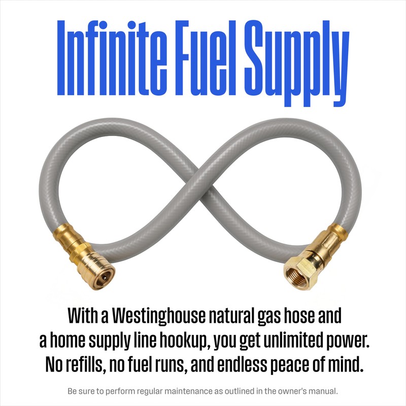 Westinghouse 25-Foot Natural Gas Hose with Adapter, 1/2-Inch Diameter, For