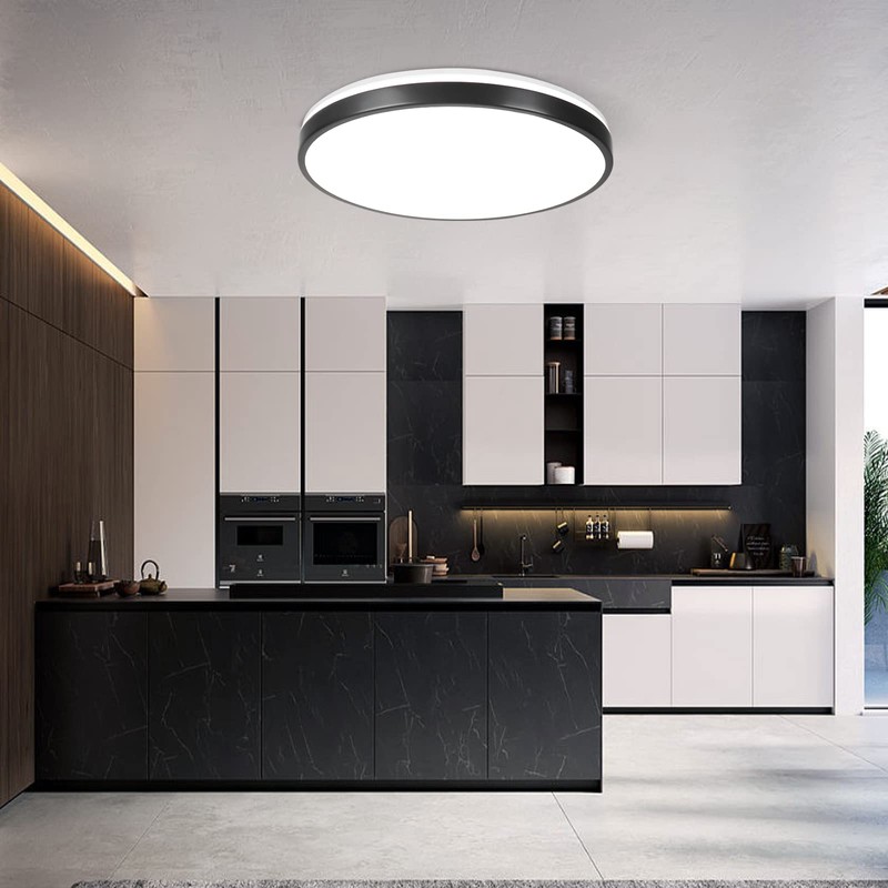 HOREVO 24W LED Ceiling Lamp Black Flush Mount Ceiling Light