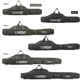 Lixada Portable Fishing Bag Folding Fishing Rod Reel Bag Outdoor Fishing Carrier - 130cm, Black