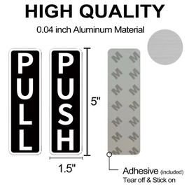 DAGUI Push Pull Sign - 2 pack 1.5x5 inch - Vertical Decal Self-Adhesive, Black/White Vinyl Sticker for Doors in Business, Stores, Cafes, Shops & More. Indoor and Outdoor use.