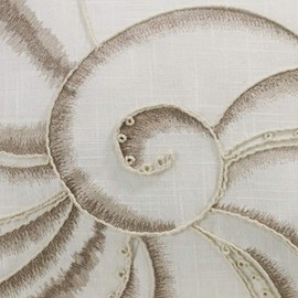 HiEnd Accents Newport (Cream & Taupe) Seashell Embroidered Linen Throw Pillow