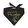 Let's Pawty! Party Celebration Metallic Printed Dog Bandana (Black, OS