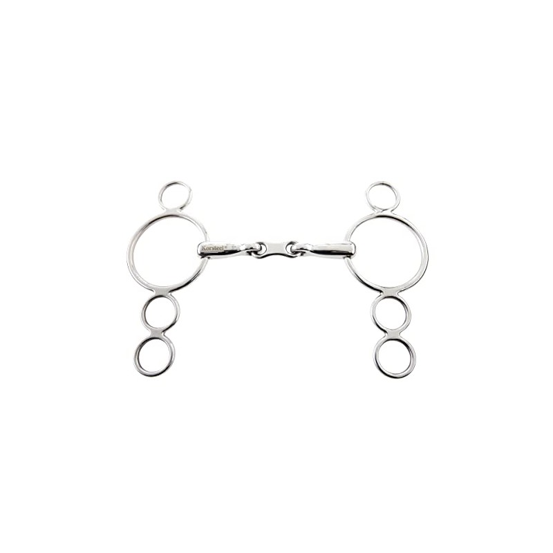 Korsteel Stainless Steel French Link 3 Ring Gag Bit, 5"