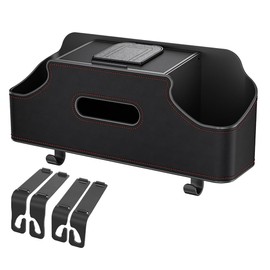 LONGAIXIN Car Tissue Case, Car Storage Box, Seat Back, Multi-functional, Car Tissue Holder, Car Storage Box, Includes 2 Rear Seat Beverage Holders, Easy Storage, Easy Installation, Car Back Seat