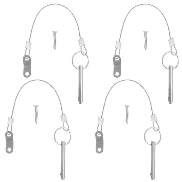 DanziX 4 Pack Quick Release Pin, Bimini Top Pin Diameter 1/4"(6.3mm),Total Length 2"(51mm),Effective Length 1.57"(40mm) with Lanyards Full 316 Stainless Steel Marine Hardware,Free Installation Screws