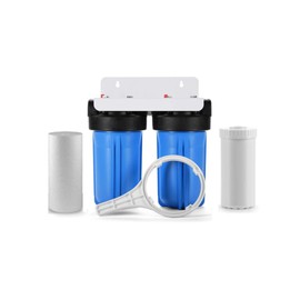 Dual Stage 4.5" x 10" Whole House Well Water Filtration System w/Filters | Sediment + GAC/KDF 85