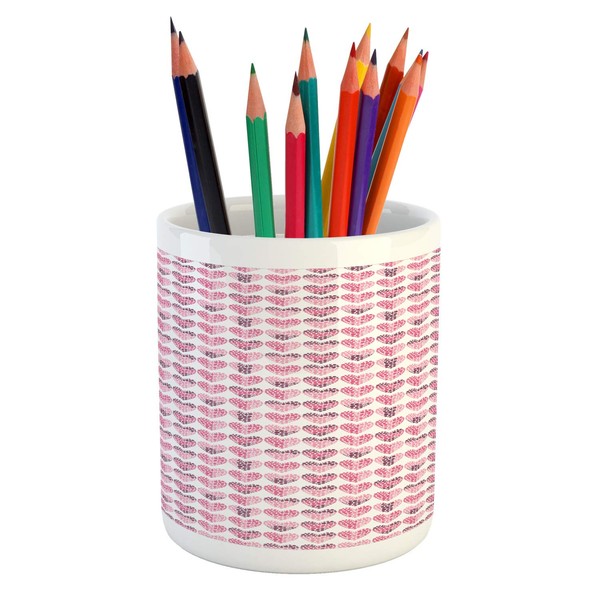 Ambesonne Valentine's Day Pencil Pen Holder, Continuing Composition of Dotted