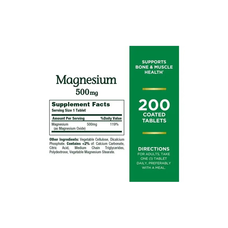 Oxido De Magnesio De Alta Potencia 500mg 200 Tab