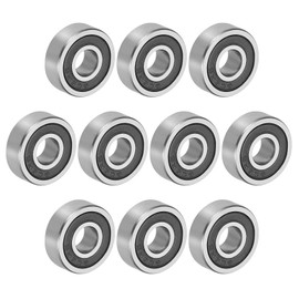 PATIKIL 0.2" x 0.55" x 0.2" 605-2RS Deep Groove Ball Bearing 10 Pack Double Rubber Sealed Bearings Pulley Bearing Wheel Skateboard Bearings