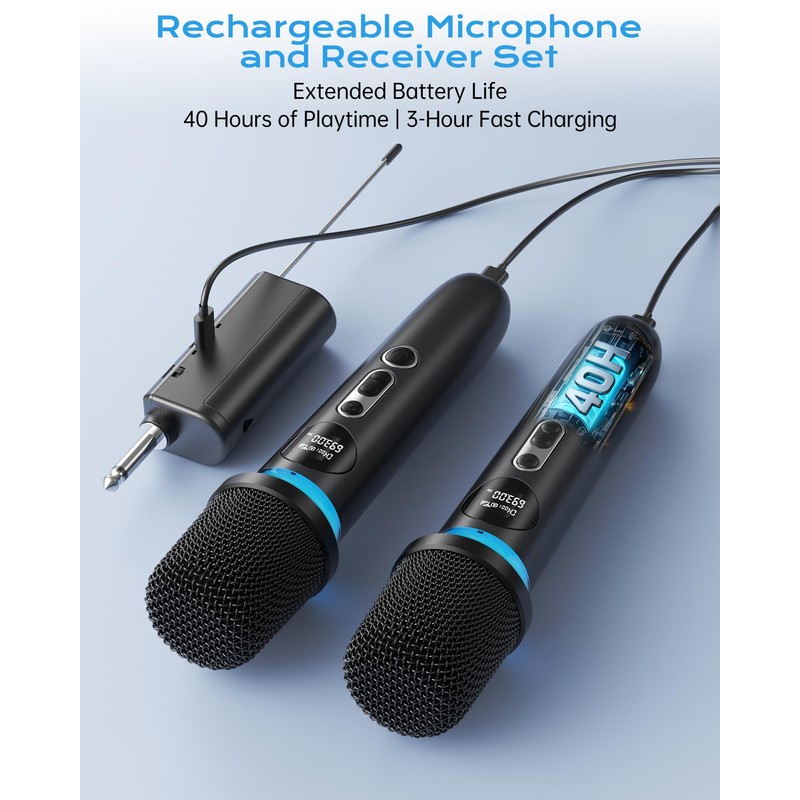 Wireless Microphone, One-Touch Mute & Dynamic RGB Lighting, Professional-Grade Dual