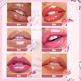Tiejdhr 6 Colors Lip Plumper Moisturizing & Hydrating Plumping Lip Gloss Long Lasting Natural Lip Glossy for Women Girls (#04)
