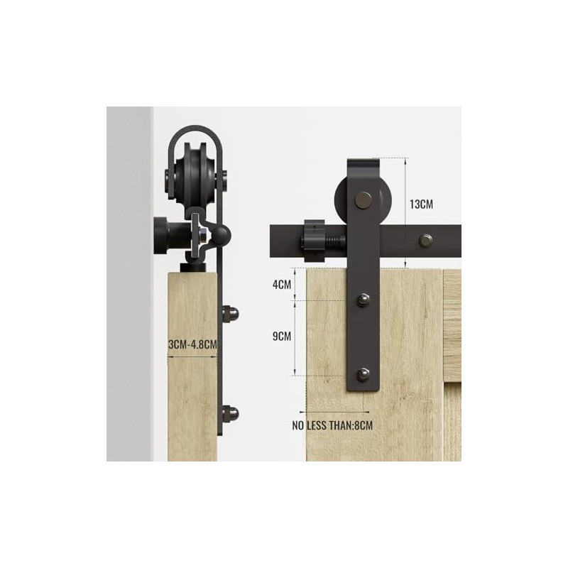 CCJH 6FT/72inch Sliding Barn Door Hardware Kit for Single Door