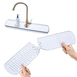 2024 New Faucet Mat Set- Diatomite Fast Drying Stone Sink Tray with silicone pad, Fast Drying, Super Absorbent, Prevents Moisture Buildup - for Kitchen Sink Bathroom Faucet Counter