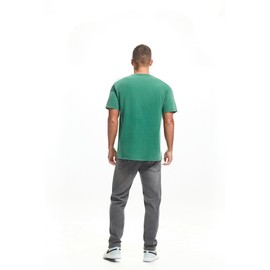 VEIISAR Men's Heavy Weight Crew Neck 100% Cotton T-Shirt - 250g/m² Thick Distressed Washed T-Shirts for Men （T2CS Green M）