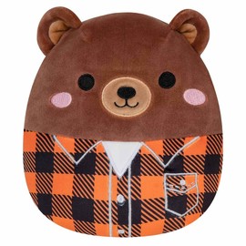 Squishmallows Omar The Bear - Camisa a cuadros de 7.5 pulgadas