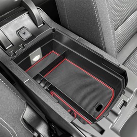 HGWEI Center Console Organizer Compatible with GMC Terrain 2018-2023 2024 Interior Accessories Terrain SL/SLE/SLT/AT4/Denali Middle Console Insert Tray Armrest Storage Box with Coin Holder, Red