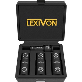 LEXIVON Impact Socket Set, 6 Total Lug Nut Size | Innovative Flip Socket Design Cover Most Commonly Inch & Metric Used Sizes | Cr-Mo Steel = Fully Impact Grade (LX-111)