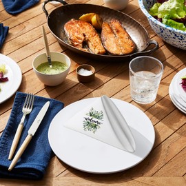 Horaldaily Spring Cloth Napkins 18 x 18 Inch, Spring White Welcome Eucalyptus Party Dinner Decoration Washable Napkins Set of 4