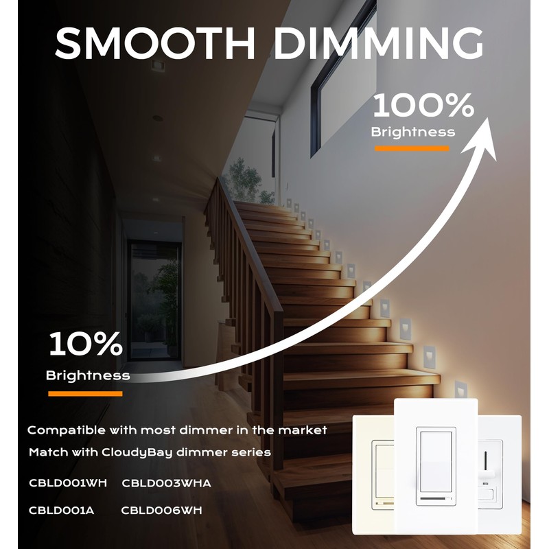 CLOUDY BAY 120V Dimmbale 5 Color LED Indoor Outdoor Step