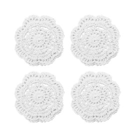 Phantomon Lace Round Crochet Doilies Handmade Coasters, 4-Inch, Pack of 4 (White)