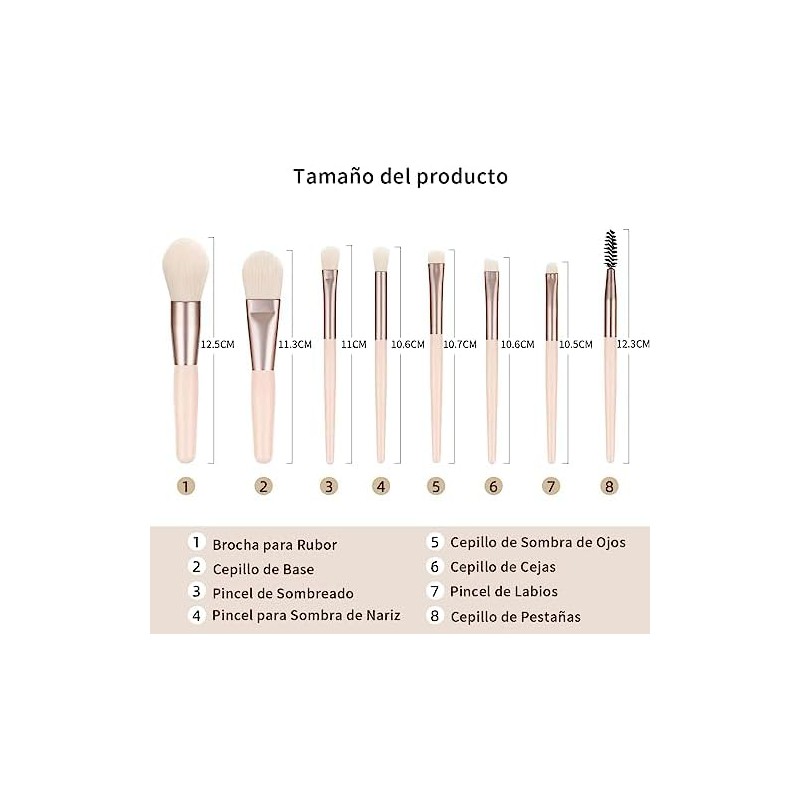 Set de Brochas RUGNADOO para Maquillaje, 8 Piezas Beige –