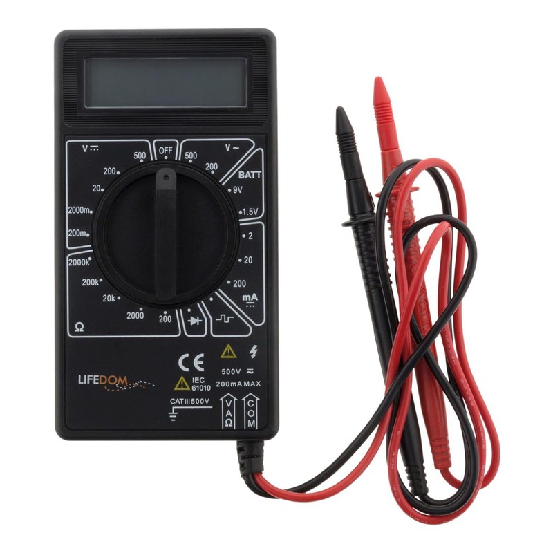 Lifedom 161065 Digital Multimeter 19 Gauge Black