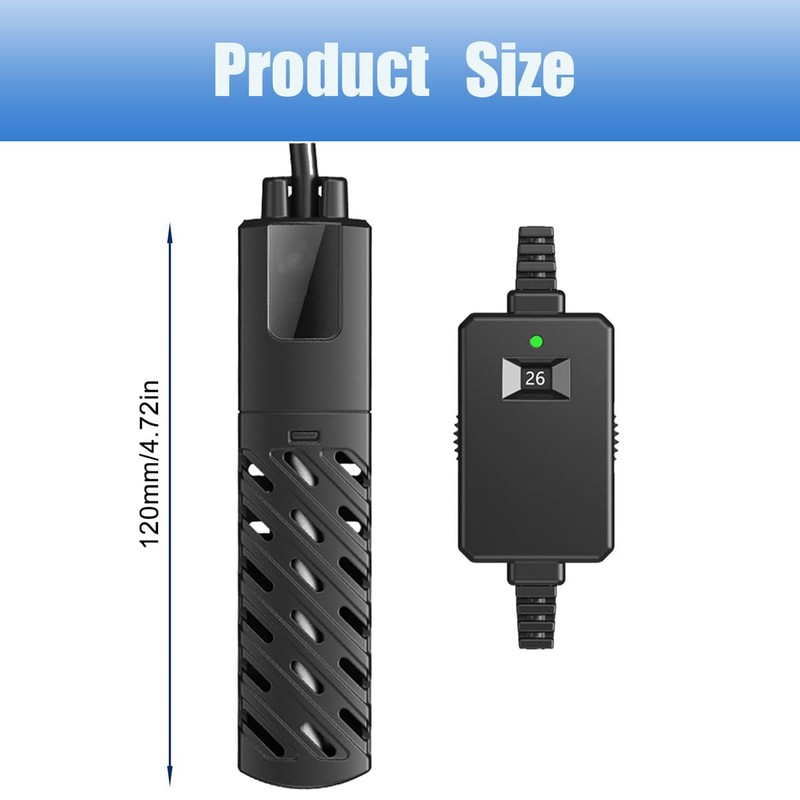 GERUI Aquarium Mini Heater 15L, 100-240V 50/60HZ, Temperature Control Range: