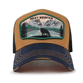 ililily Premium Rocky Mountain Embroidery Baseball Cap Structured Trucker Hat, Ochre - Rocky