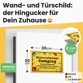 DankeDir! Weather Forecast Campen Sign 30 x 20 cm Funny Camping Decoration Saying Sign for Camping Fans Gift Idea for Campers Funny Saying Wall Decoration Door Sign for Motorhome & Caravan