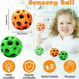 BOBOZHONG High Jumping Rubber Ball, Pack of 4 Jumping Ball Rubber Ball Space Ball Moonbal Bounce Hole Bouncing for Children High Bouncing Spring Ball for Children for Indoor and Outdoor Use, 7 cm