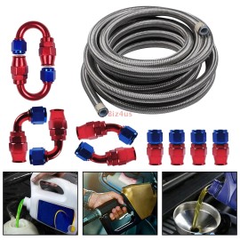 10AN PTFE Fuel Line Kit Stainless Steel Braided Fuel Hose 20Ft