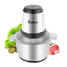 Meat Grinder, Electric Food Chopper (2L 350W), Stainless Steel Kitchen Food Processor for Meat, Vegetables, Fruits and Nuts, with 304 Stainless Steel Cup