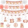 Rose Gold 13th Birthday Decorations for Girls, Rose Gold Happy