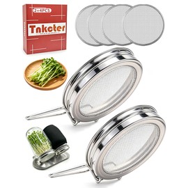 2Pack Sprouting Lids for Wide Mouth Mason Jars, Stainless Steel Mesh Lids