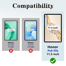 ROISKIN Case for Honor Pad X9a 11.5 Inch 2025 with Screen Protector & Shoulder Strap & Pen Holder, Heavy Duty Shockproof Military Cover for Honor Pad X9a, 360 Rotating Stand for Children, Black/Blue