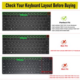 Keyboard Cover Skin for Dell Latitude 14" 7450 7440 7430 7420 7410 /Dell Latitude 5420 5430 5431 5440 5450/Dell Latitude 9420 9430 9440,15.6" Dell Latitude 7520 9510 9520 Keyboard Skin (Black)