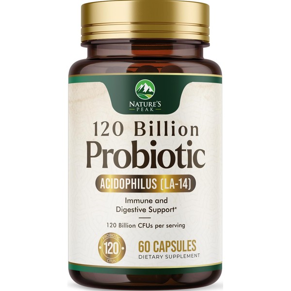 Probiotics for Digestive Health - 120 Billion CFU Guaranteed with Diverse Strains for Women's Vaginal & Urinary Health & Daily Immune Support, Nature's Acidophilus Probiotic Supplement - 60 Capsules
