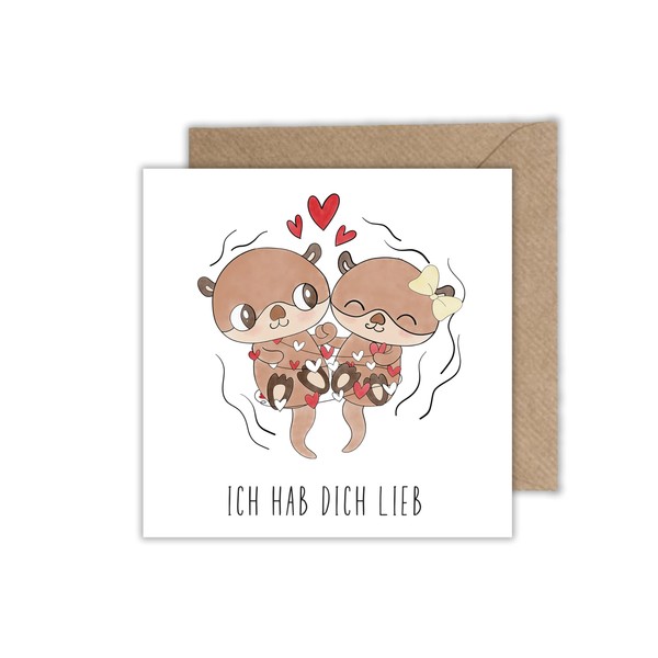 Card Love for Partner Relationship - Folding Card with Envelope