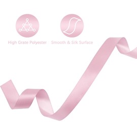 Lrybbon Double Face Light Pink Satin Ribbon 1 Inch x 50 Yards Solid Fabric Polyester Satin Ribbon for Gift Wrapping Art Craft Flower Bouquet Hair Bows Making Wedding Party Decoration Sewing Projects