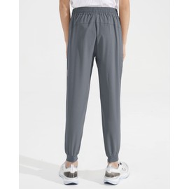 Dizoboee Boys Lightweight Jogger Pants Youth Kids Quick Dry Hiking Pants Active Athletic Pants with Zipper Pockets, Dark Grey, XS