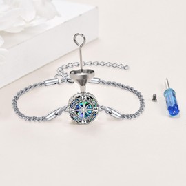DAYLINLOVE Compass Urn Bracelet for Ashes 925 Sterling Silver Compass Cremation Keepsake Turquoise Jewellery Bracelet for Women Men