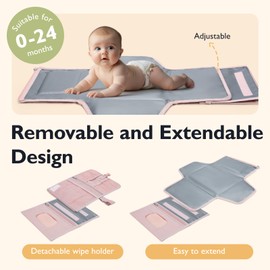 mommore Portable Changing Pad for Newborn Expandable Diaper Changing Pad with Wipes Pockets Water Resistance Baby Changing Pad for Travel, Shopping, Shower Gifts