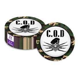 COD Birthday - 32 Piece Disposable Party Supplies - Decorations For Call to Duty Video Game Birthday - Round Party Plates - Large 9" Paper Plates In Bulk