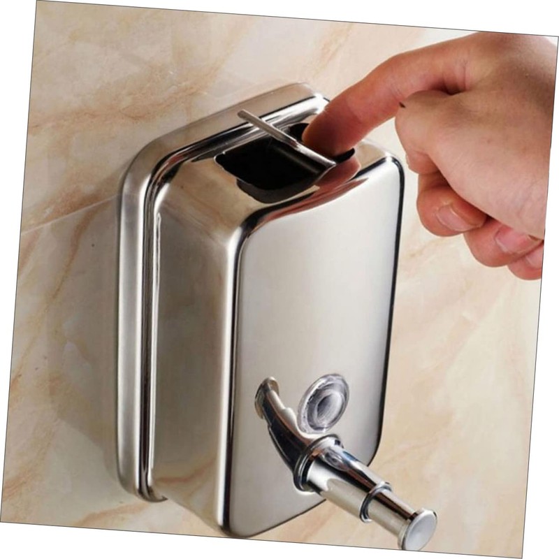 WOONEKY Hand Press Liquid Soap Dispenser Refillable Wall-Mounted Stainless Steel